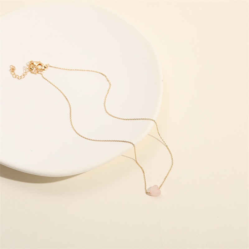 Heart Crystal Pendant Necklace for Women Gold Tone Copper Chain