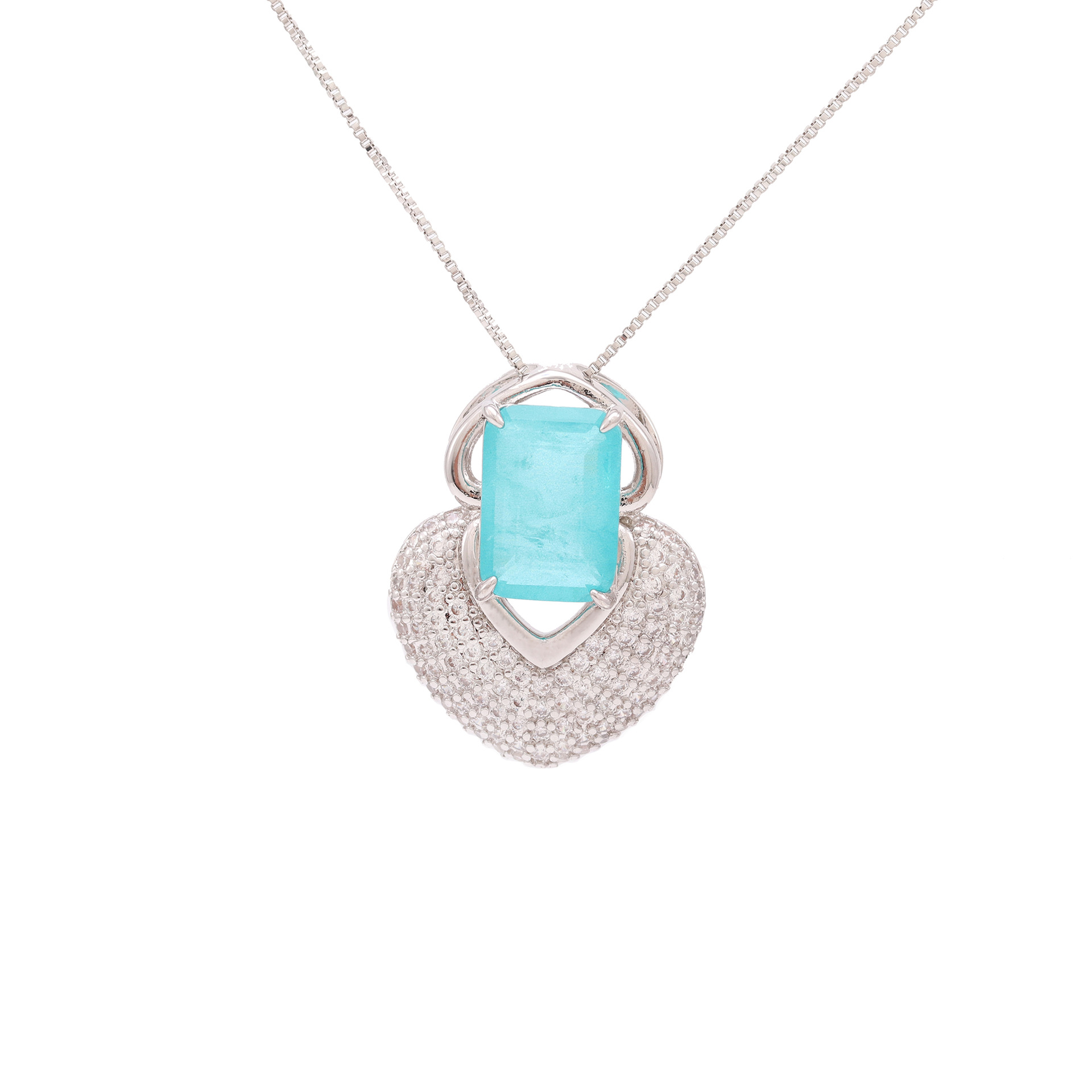 Heart Shaped Gold Plated fashion jewelry and jewelry sets with Blue Crystal Necklace, Earrings and Ring