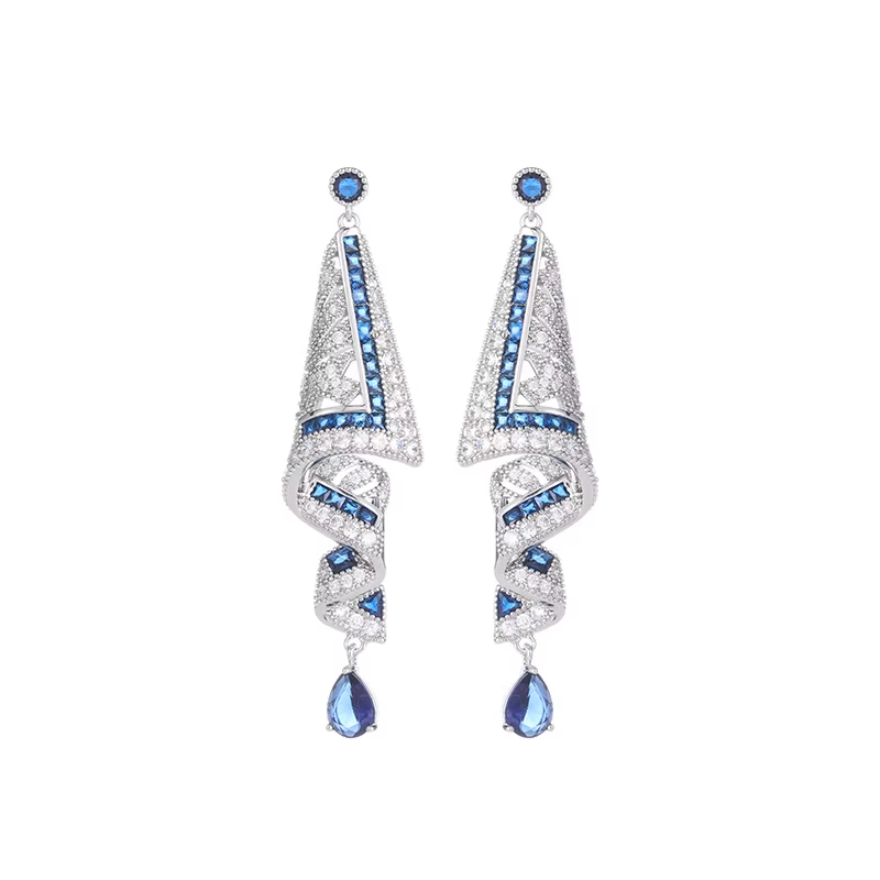 High-End Retro Satin Drop Earrings for Women Heavy Industry Niche Design Famous Family Style Silver Needle Zircon Earrings