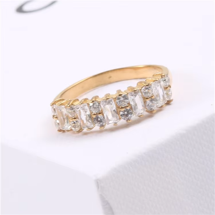 High Quality 18K Gold Plated CZ Zircon Stainless Steel Wedding Ring for Women & Couples