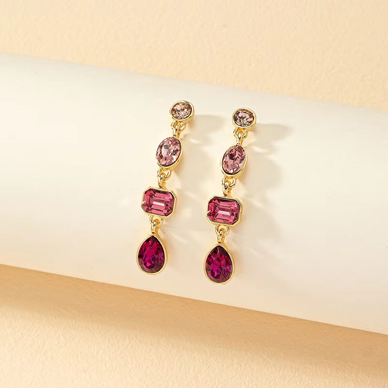 High Quality Gold Plated Statement Crystal Earrings and Jewelry Bridal Wedding Teardrop Crystal Earrings for Women