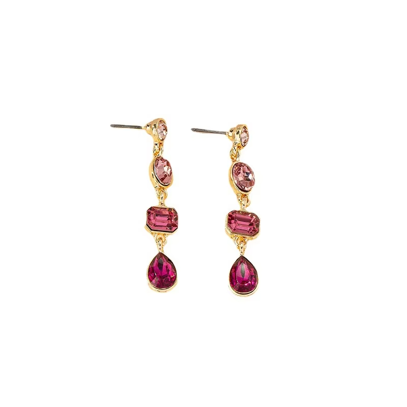 High Quality Gold Plated Statement Crystal Earrings and Jewelry Bridal Wedding Teardrop Crystal Earrings for Women