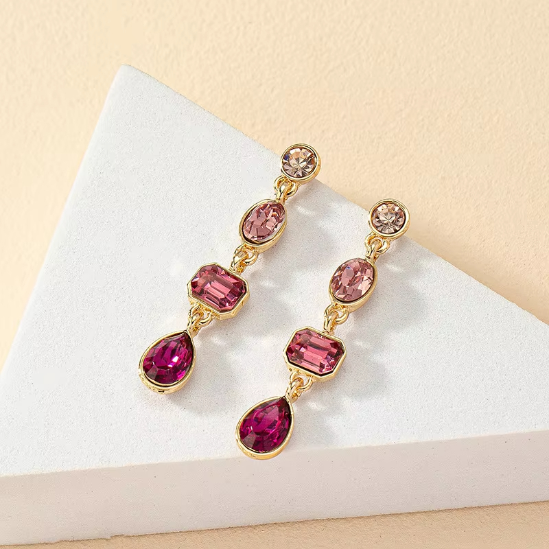 High Quality Gold Plated Statement Crystal Earrings and Jewelry Bridal Wedding Teardrop Crystal Earrings for Women