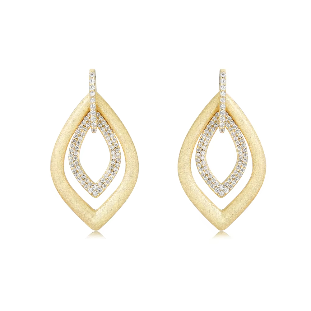 High Quality Sterling Silver Gold Plated Cubic Zirconia Vintage Wedding Party Charm Bridal Drop Earrings Set Customized Unique