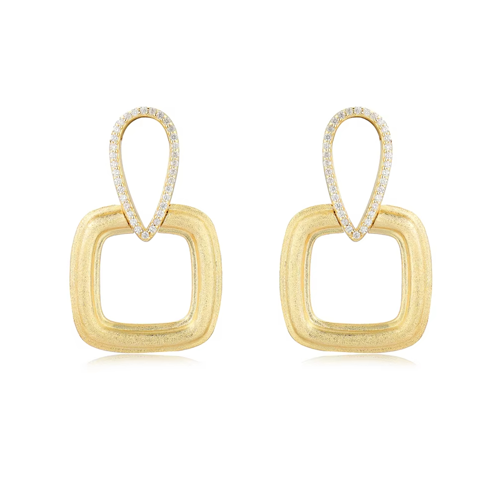 High Quality Sterling Silver Gold Plated Cubic Zirconia Vintage Wedding Party Charm Bridal Drop Earrings Set Customized Unique