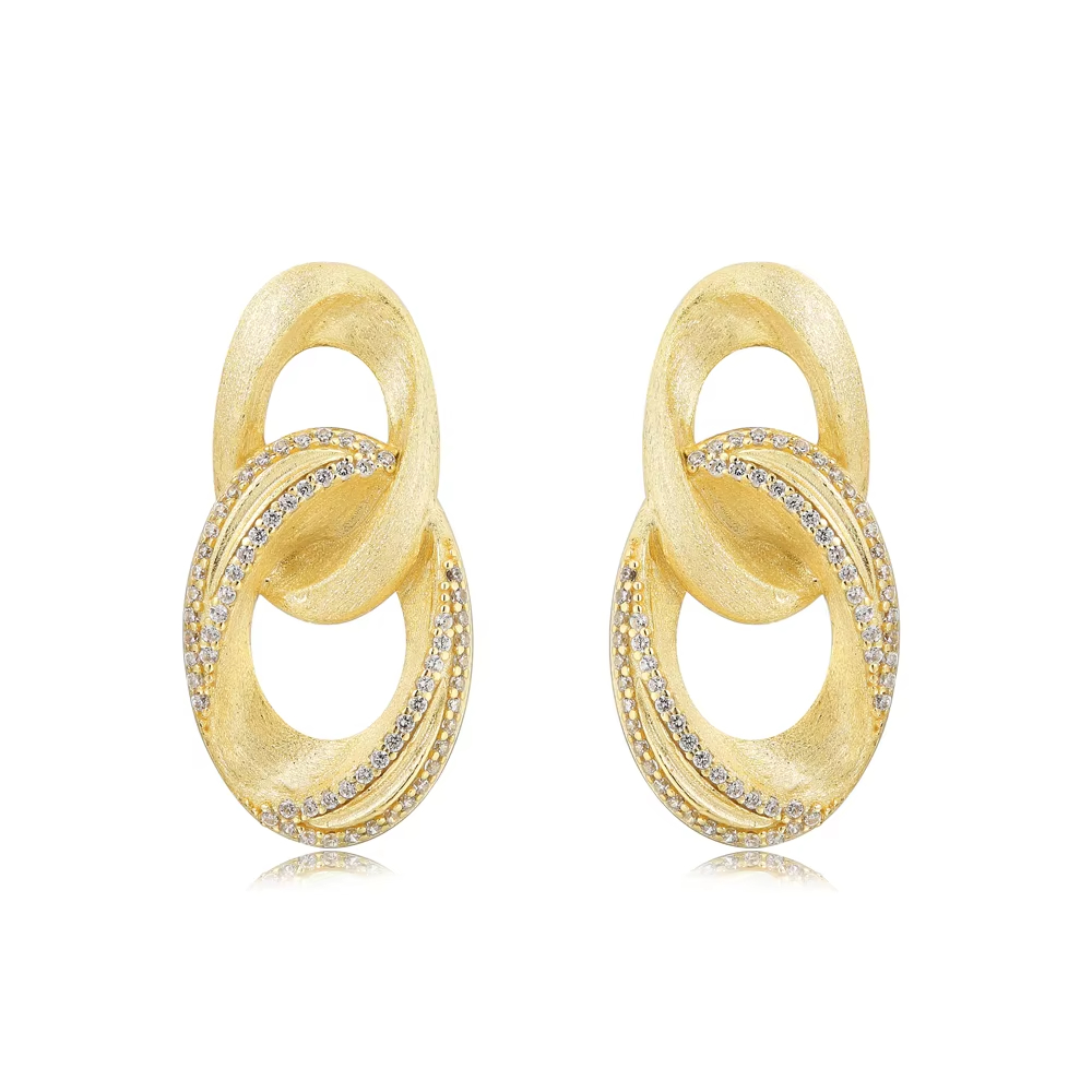 High Quality Sterling Silver Gold Plated Cubic Zirconia Vintage Wedding Party Charm Bridal Drop Earrings Set Customized Unique