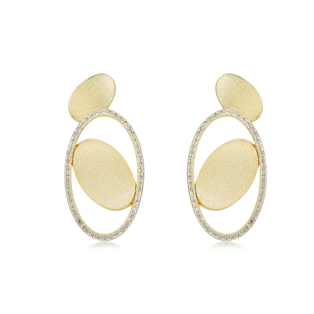 High Quality Sterling Silver Gold Plated Cubic Zirconia Vintage Wedding Party Charm Bridal Drop Earrings Set Customized Unique