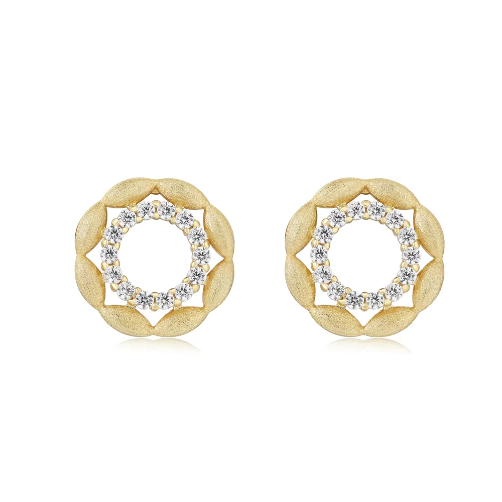 High Quality Sterling Silver Gold Plated Cubic Zirconia Vintage Wedding Party Charm Bridal Drop Earrings Set Customized Unique