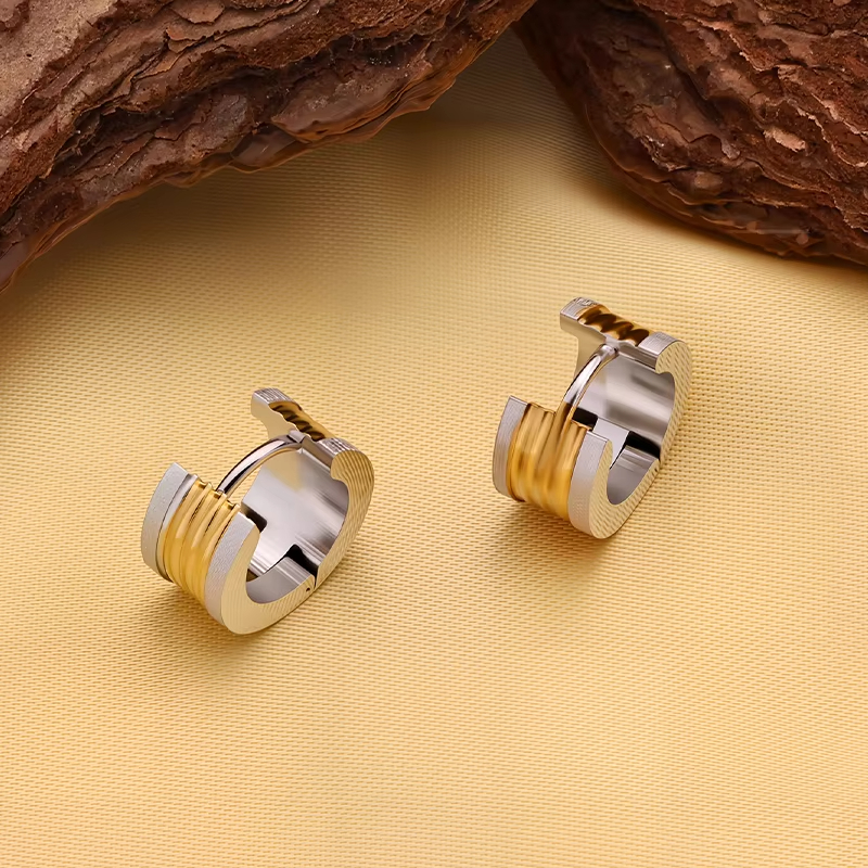 High Quality Vintage Steel Chandelier Dangle Earrings Simple Fashion Stainless Steel Jewelry with Personalized Coil Trendy Style