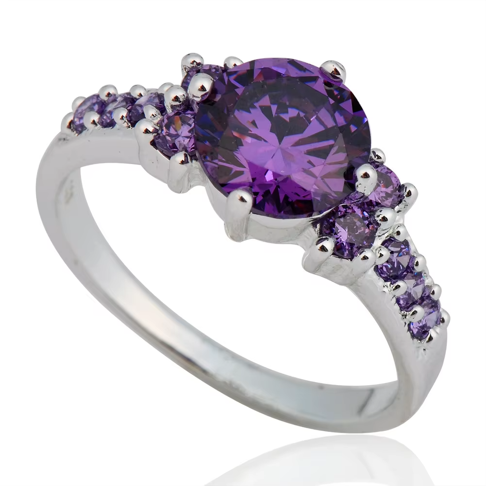 Hot Selling Amethyst Silver Ring for Women – Elegant Fashion Jewelry Engagement Proposal Ring