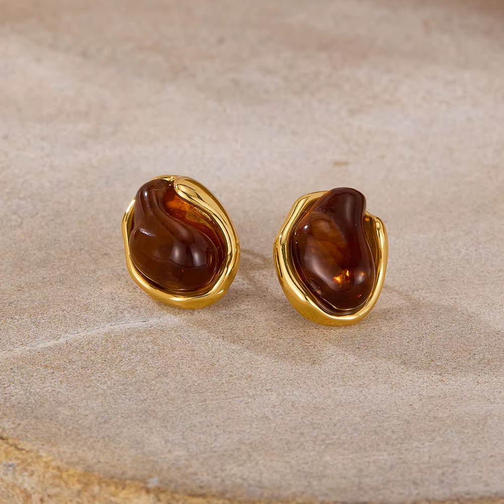 Hot Selling Earring Jewelry Stainless Steel Resin Women Earrings Gold Plated Best Price Stud Earring