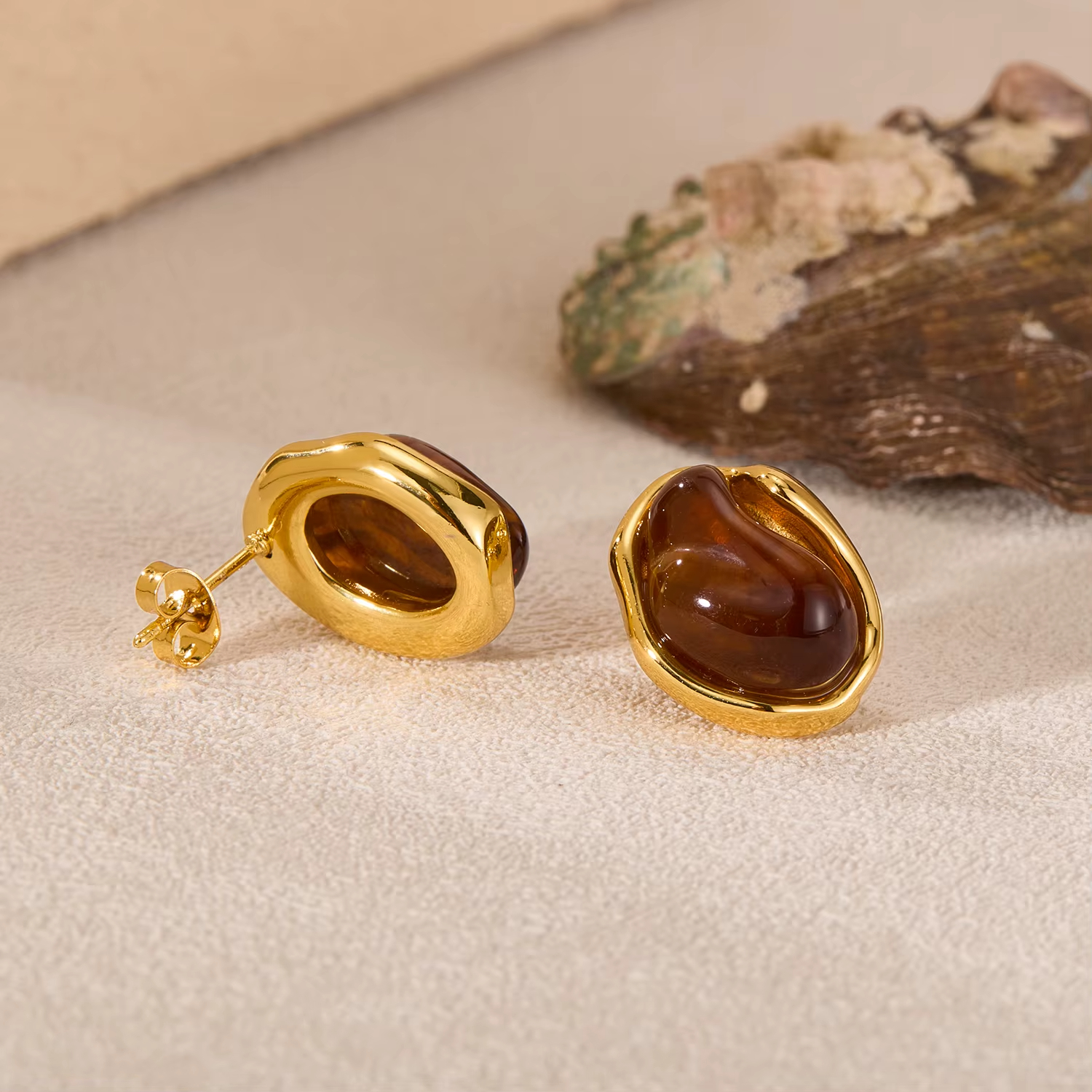 Hot Selling Earring Jewelry Stainless Steel Resin Women Earrings Gold Plated Best Price Stud Earring