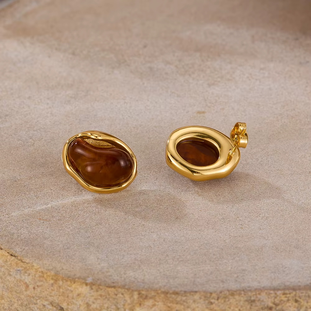 Hot Selling Earring Jewelry Stainless Steel Resin Women Earrings Gold Plated Best Price Stud Earring