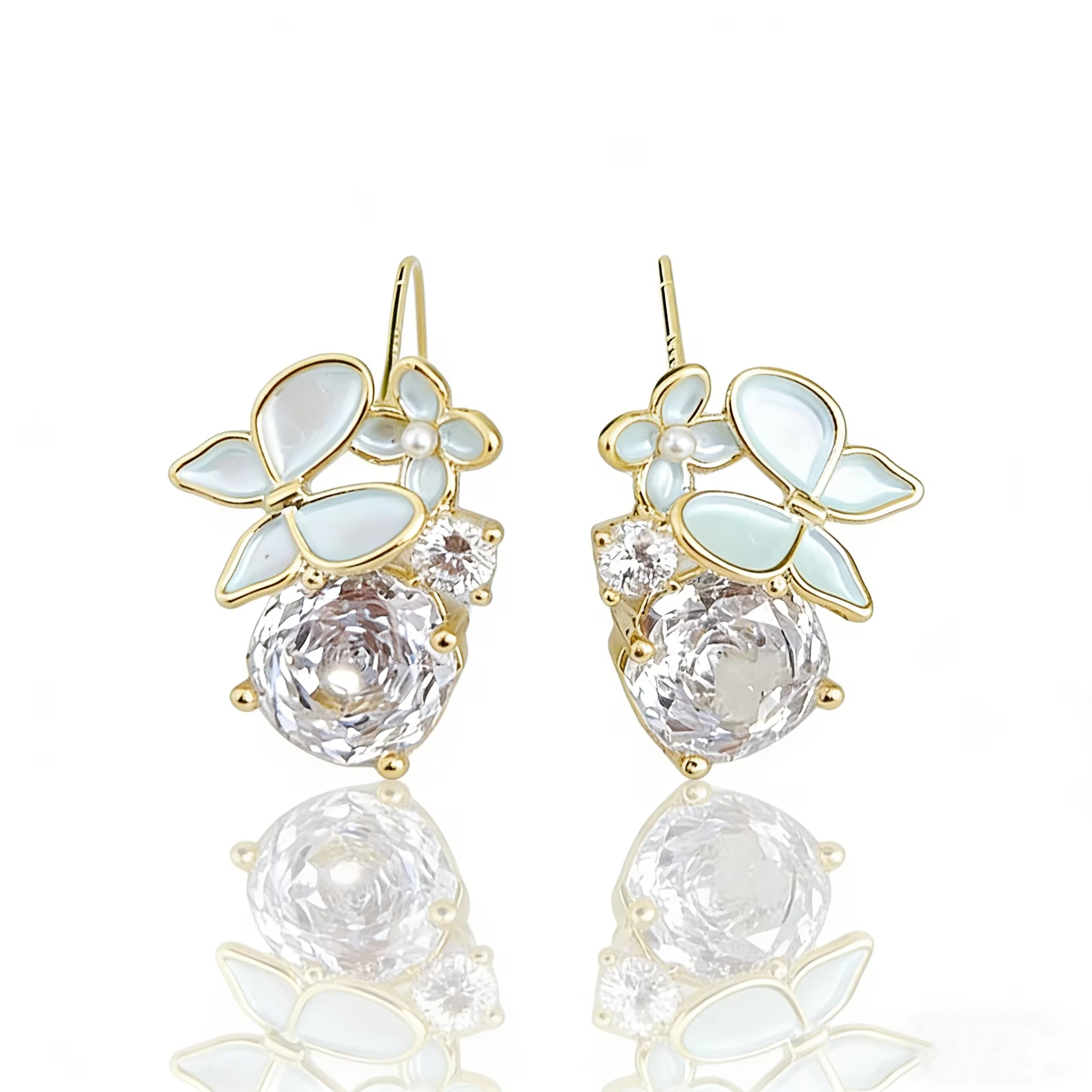 Hot Selling Elegant and Fresh Butterfly Earrings with High-end Feel and Diamond Studded Fashion Earrings