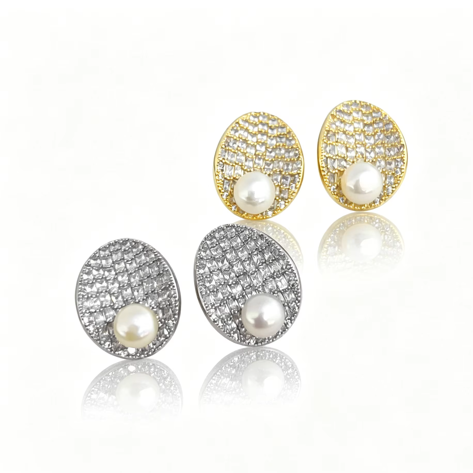 Hot Selling Elliptical Curved Design Fashion Earrings Light Luxury Gold-plated Pearl Earrings Suitable for Wedding Brides