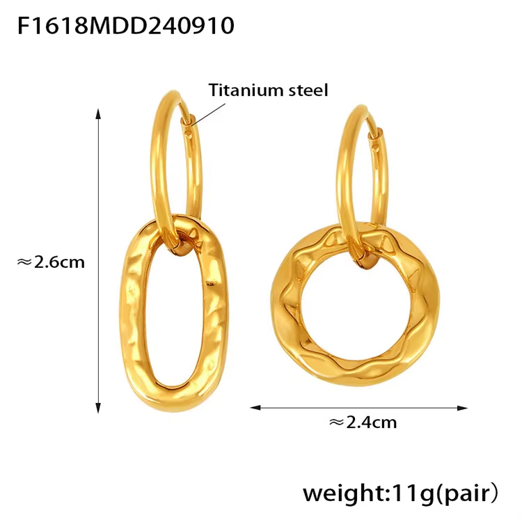 Hot Selling European American Retro Asymmetrical EarRing with Geometric Ring Buckle Trendy Ear Jewelry in Bulk