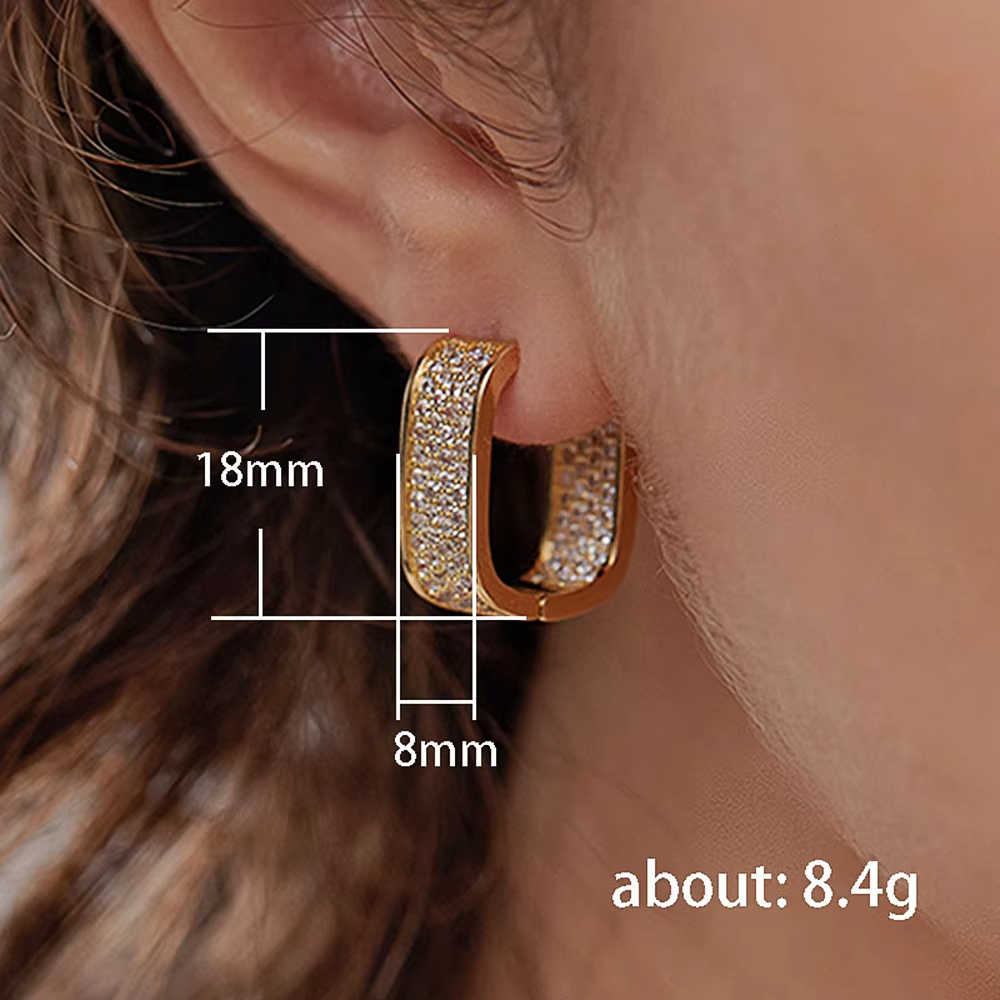 Hot Selling Hip Hop Paved CZ Hoop Zircon Earrings for Men Women Silver Gold Color Ladies Earrings Fashion Jewelry
