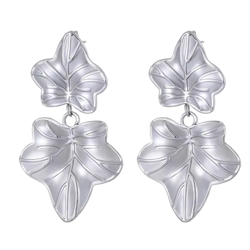 Ins Style Design Maple Leaf Style Earrings Niche Personality Versatile Women's Hip-Hop Minimalist Earrings