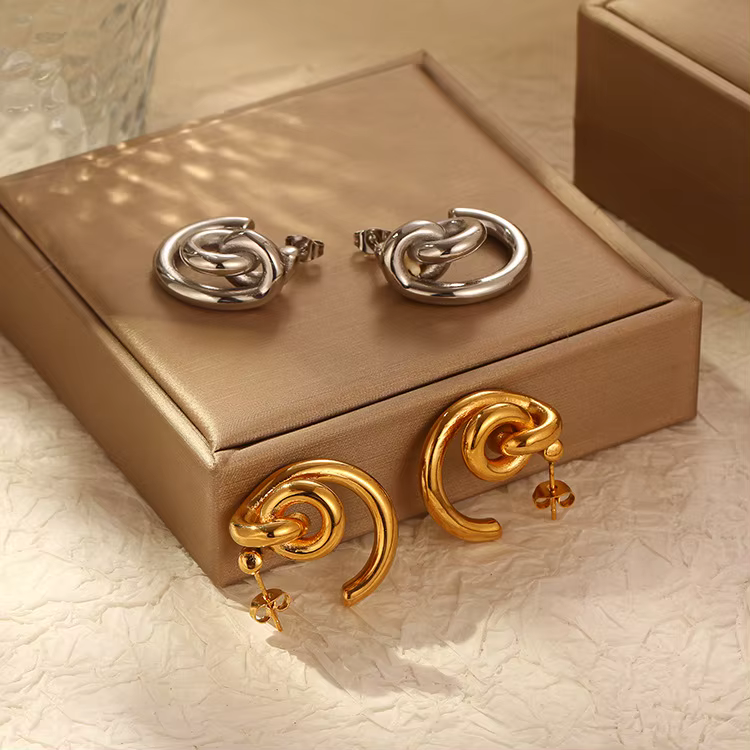 Vintage Irregular Minimalist Jewelry Statement Earring PVD Gold Plated Jewelry Stainless Steel Designer Earrings for Women