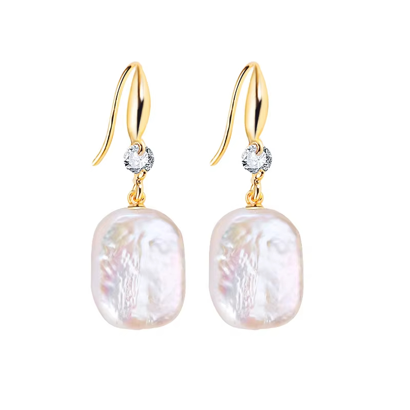 Irregular Pearl Earrings Light Luxury Sensual Feeling Retro Trendy Platinum Plated 925 Silver For Female
