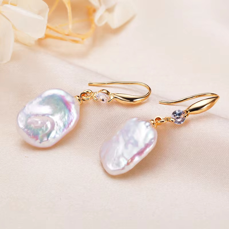 Irregular Pearl Earrings Light Luxury Sensual Feeling Retro Trendy Platinum Plated 925 Silver For Female