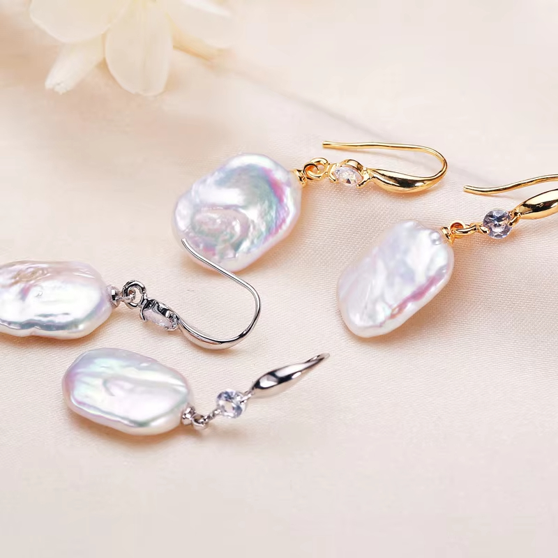 Irregular Pearl Earrings Light Luxury Sensual Feeling Retro Trendy Platinum Plated 925 Silver For Female