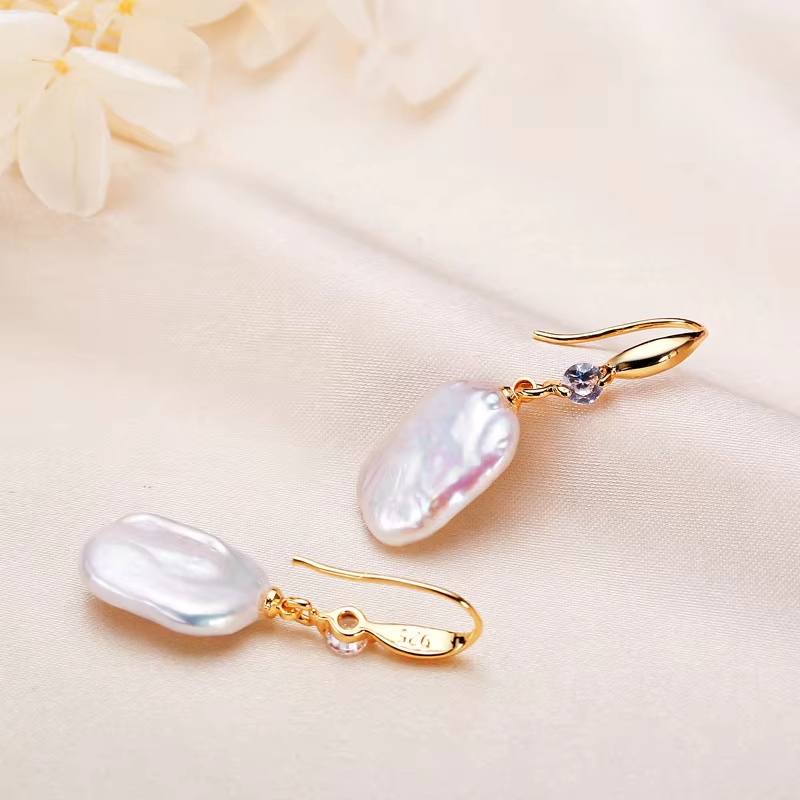 Irregular Pearl Earrings Light Luxury Sensual Feeling Retro Trendy Platinum Plated 925 Silver For Female