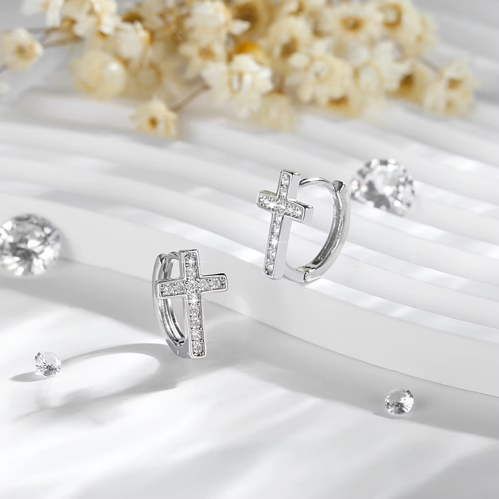 Jewelry High-Grade European American Fashion Exquisite Zircon Silver Gold Plated Hoop Earrings Female