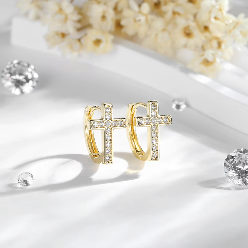 Jewelry High-Grade European American Fashion Exquisite Zircon Silver Gold Plated Hoop Earrings Female