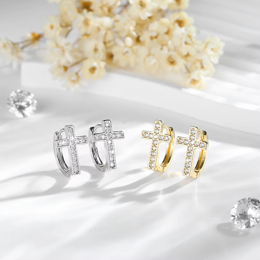 Jewelry High-Grade European American Fashion Exquisite Zircon Silver Gold Plated Hoop Earrings Female