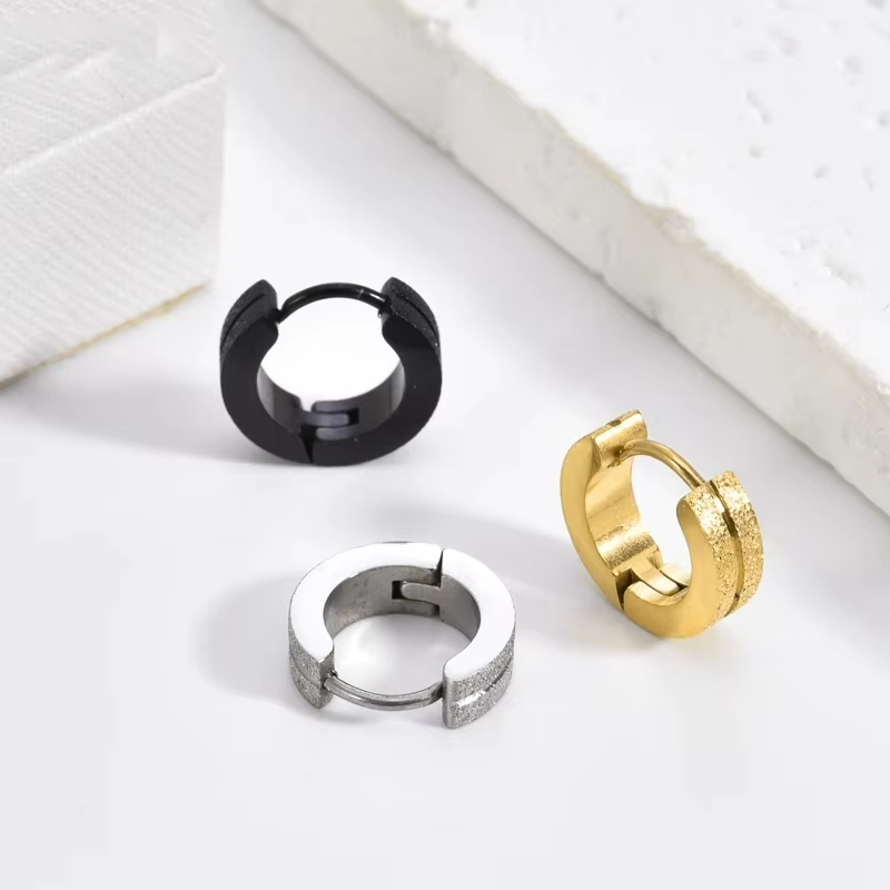 Korean Fashion Cross-Border European American Unisex Ear Clips Kevlar Pressed Natural Stone Earrings Matte Trendy Gift Stainless