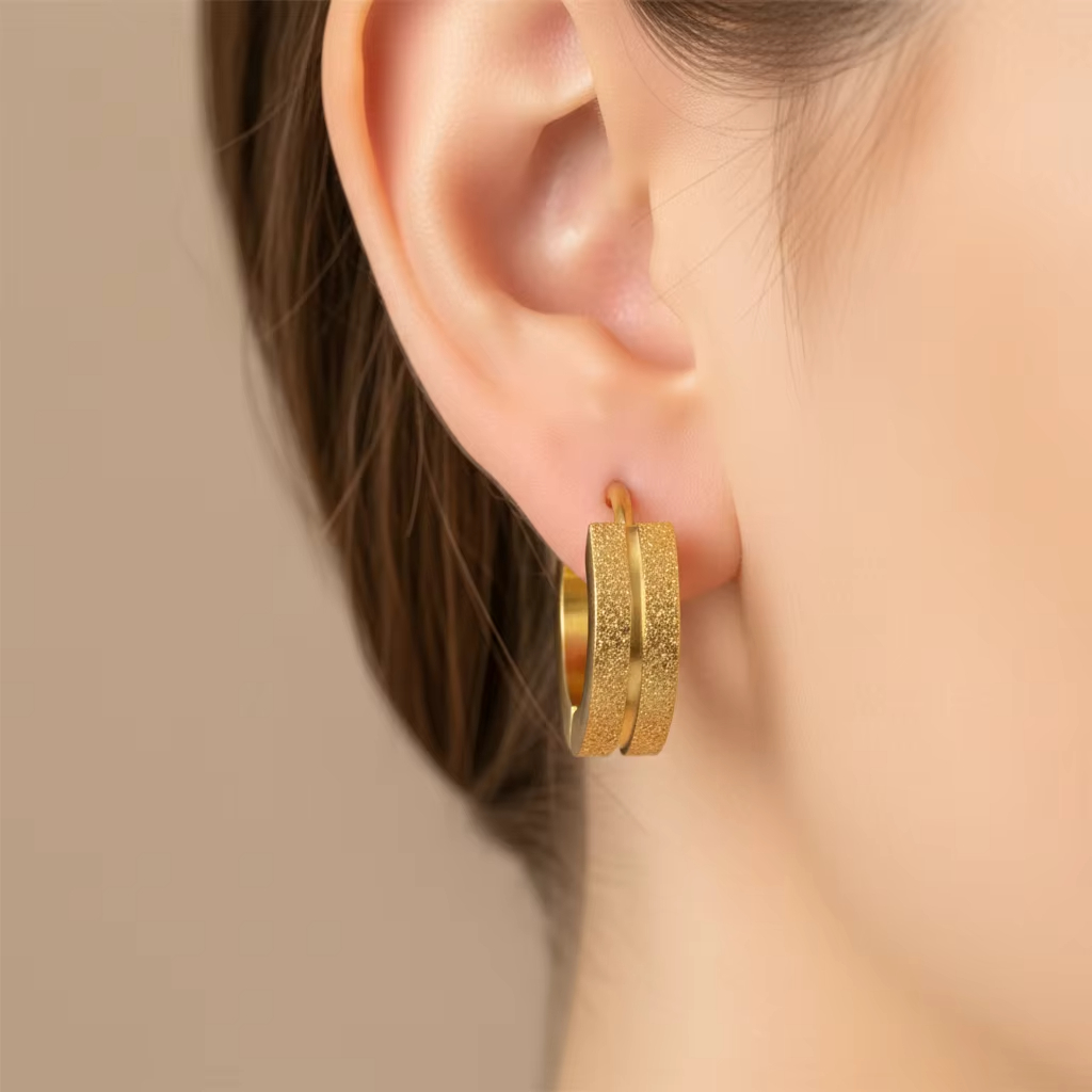 Korean Fashion Cross-Border European American Unisex Ear Clips Kevlar Pressed Natural Stone Earrings Matte Trendy Gift Stainless