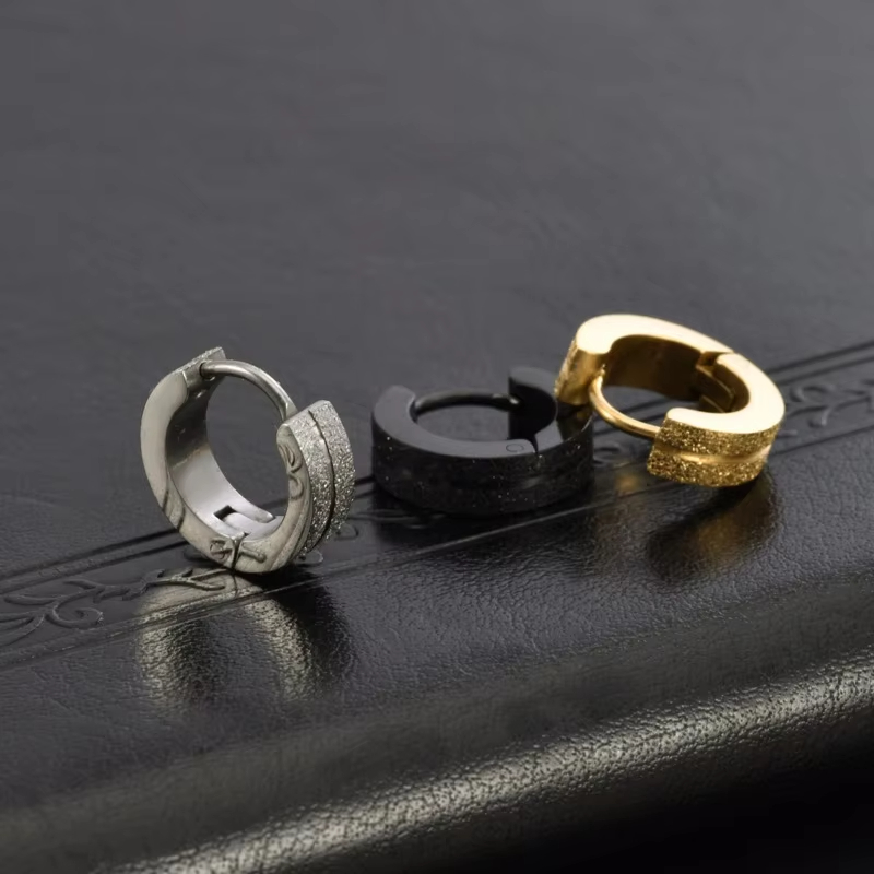 Korean Fashion Cross-Border European American Unisex Ear Clips Kevlar Pressed Natural Stone Earrings Matte Trendy Gift Stainless