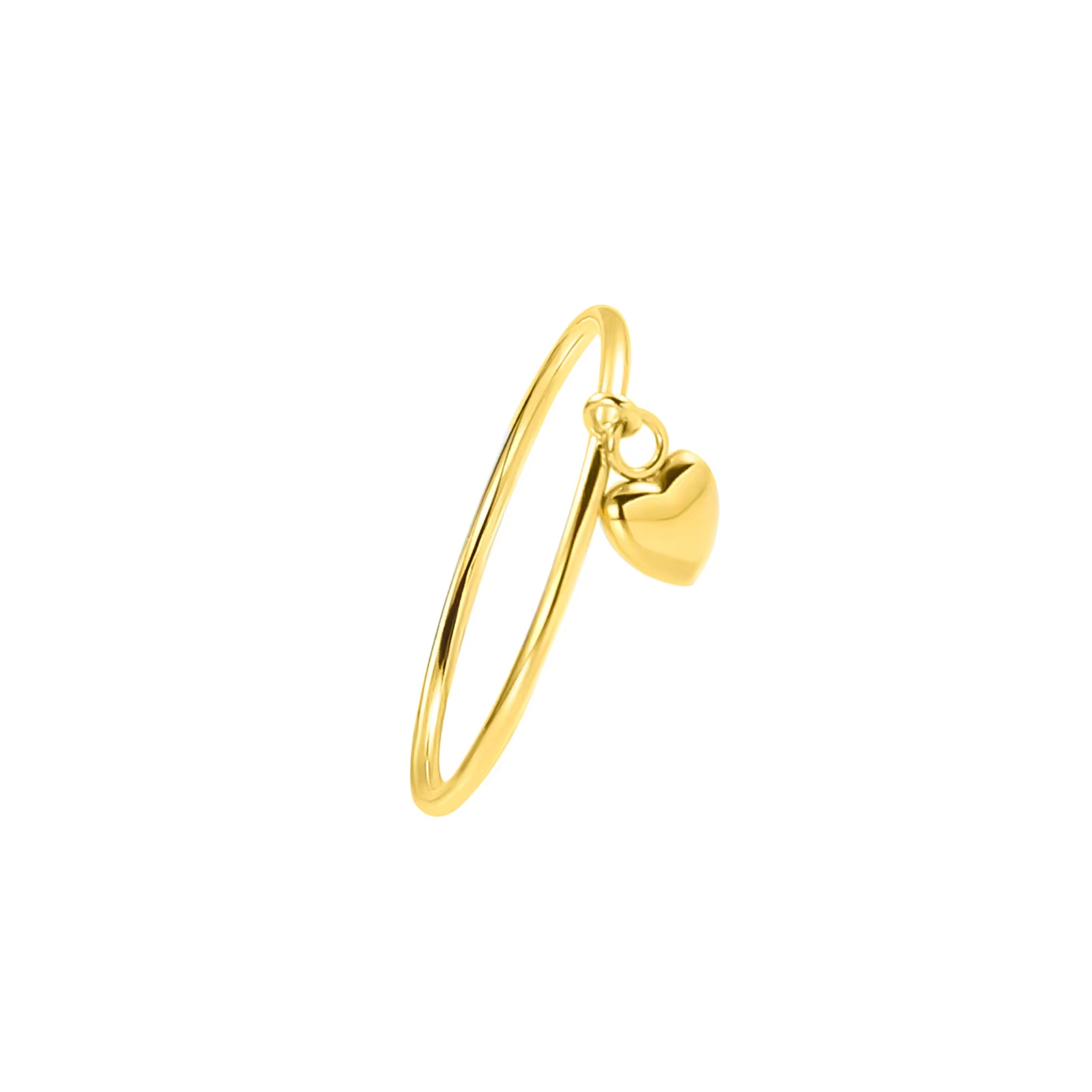 Korean Style Minimalist Gold Heart Pendant Ring – Elegant Dainty Stainless Steel Index Finger Jewelry