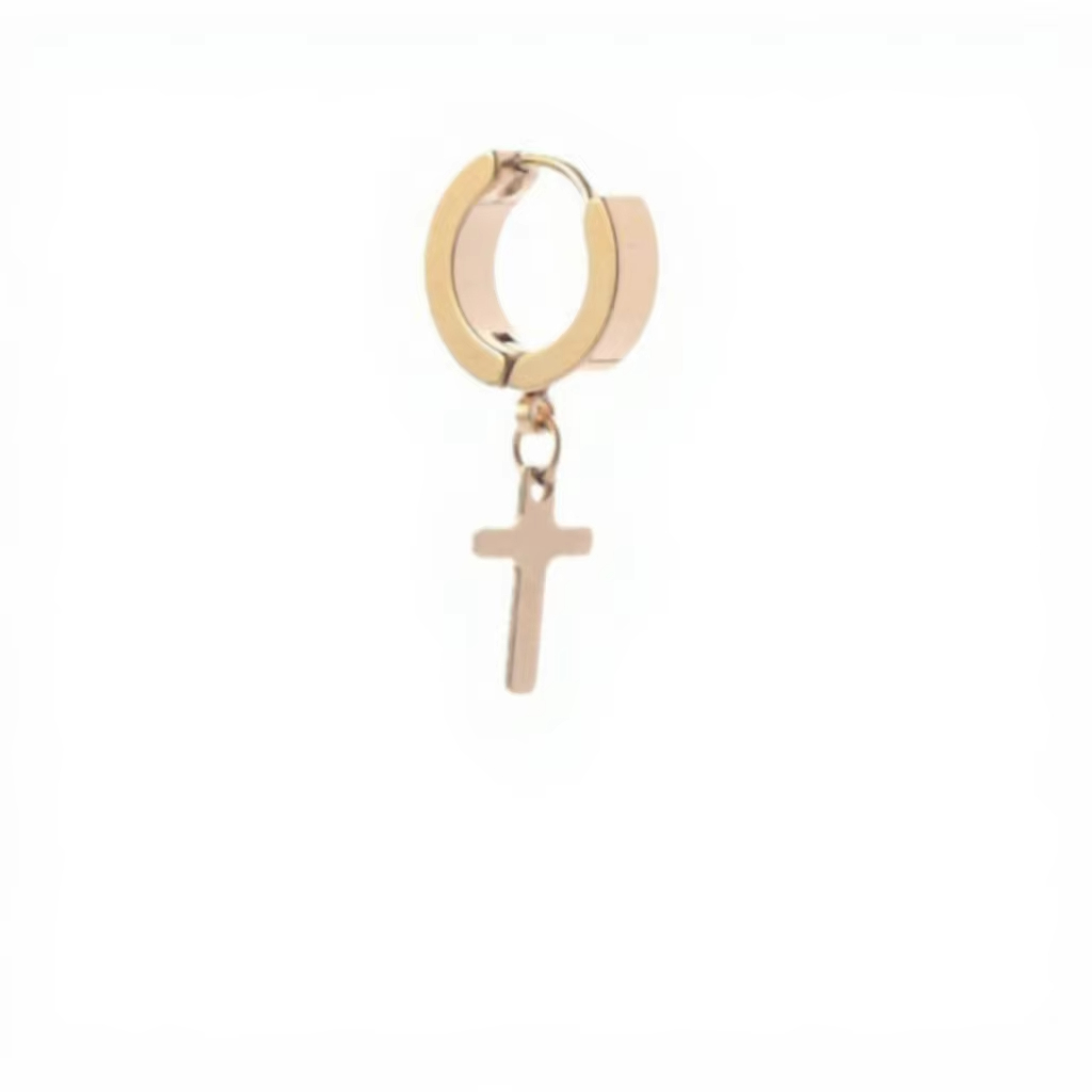 Korean Vintage Titanium Steel Cross Pendant Trendy Single Earring for Men and Women Fashion Dangle Danglos