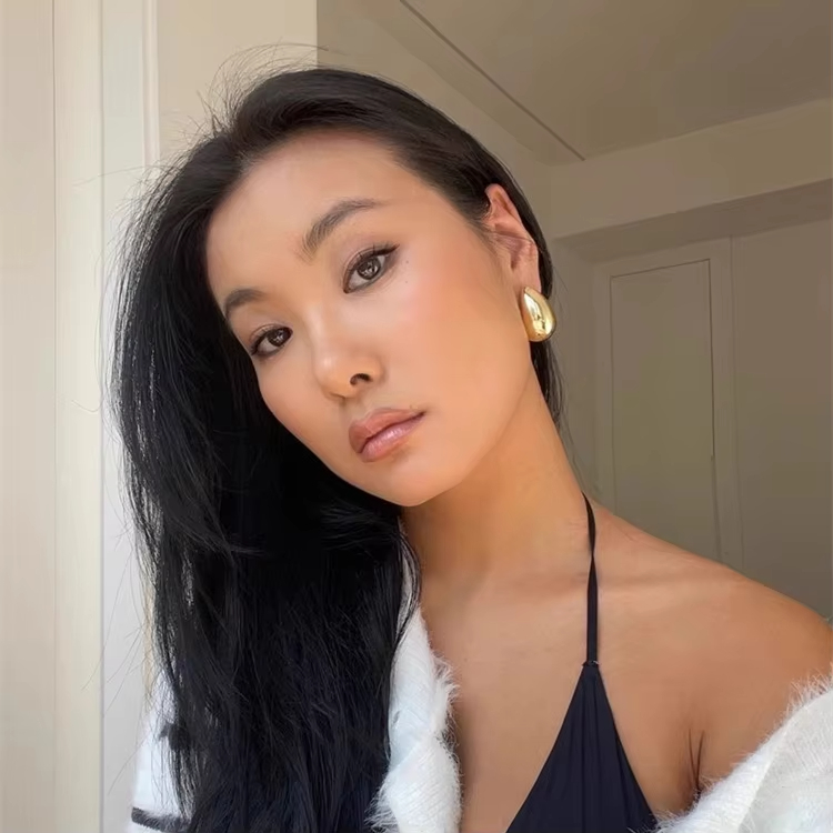 Lead Free Fashion 18K Gold Plated Hollow Stainless Steel Waterdrop Stud Earrings Tear Drop Chunky Hoops for Women