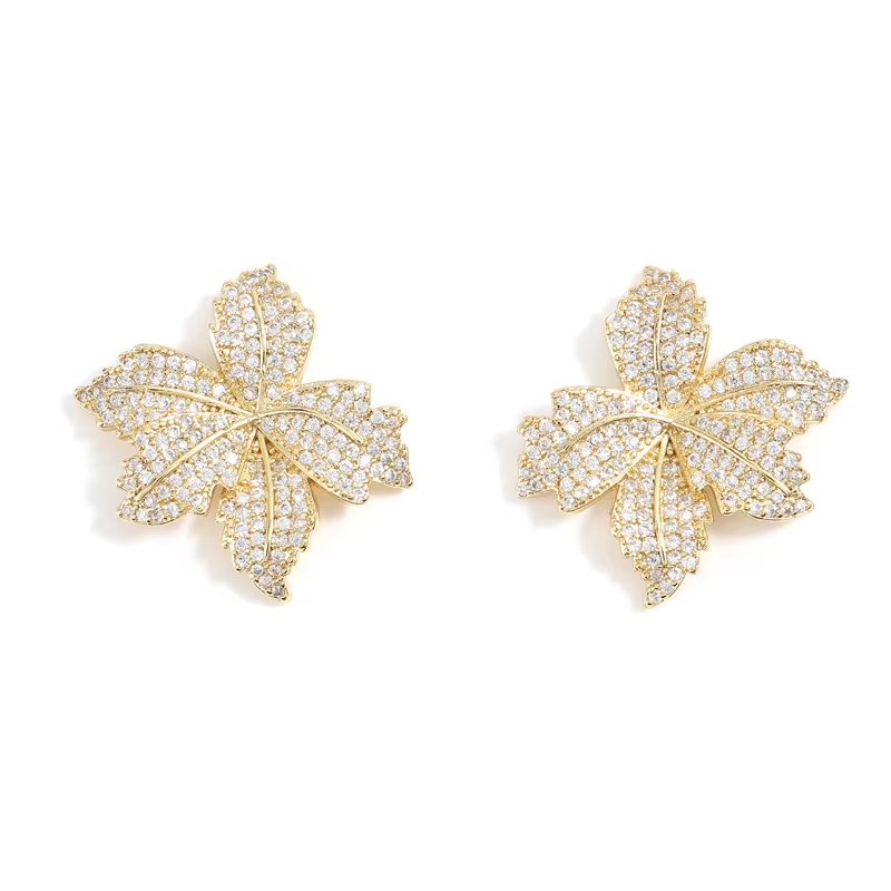 Leaf Zircon Simple Versatile Earrings Women's Fashion Earrings High-end Jewelry Hypoallergenic Earrings High-end Jewelry