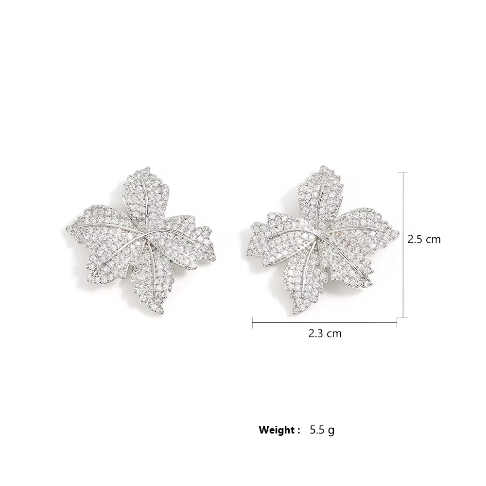 Leaf Zircon Simple Versatile Earrings Women's Fashion Earrings High-end Jewelry Hypoallergenic Earrings High-end Jewelry