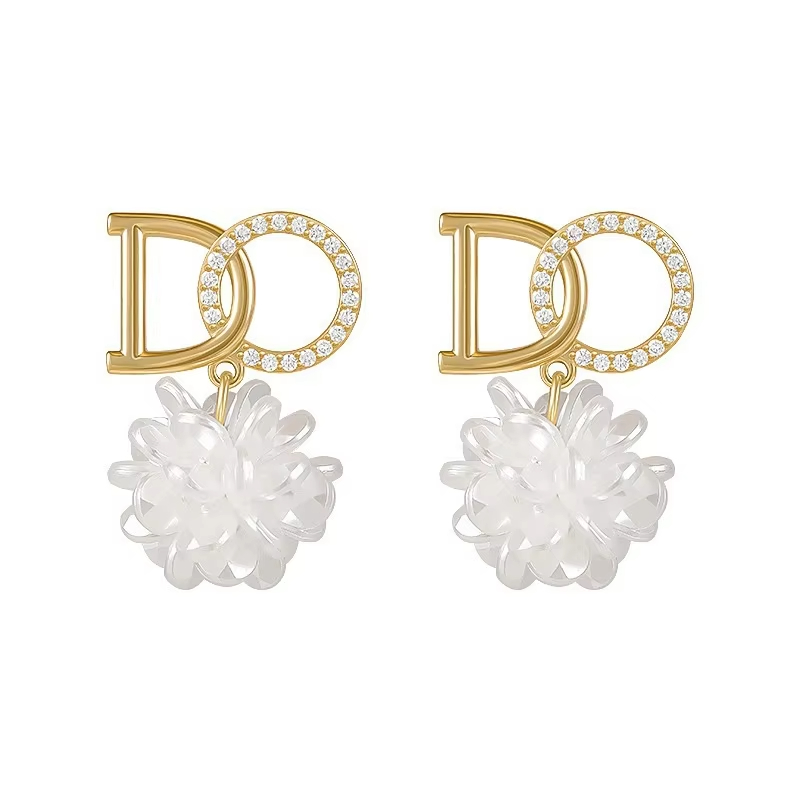 Letter High Sense Flower Earrings Design Niche Internet Celebrity Style Dangle Earrings for Women