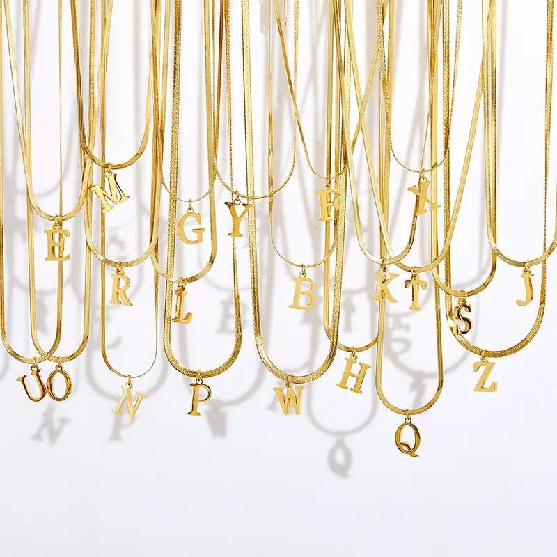 Gold Initial Letter Necklace – A-Z Alphabet Pendant for Personalized Style