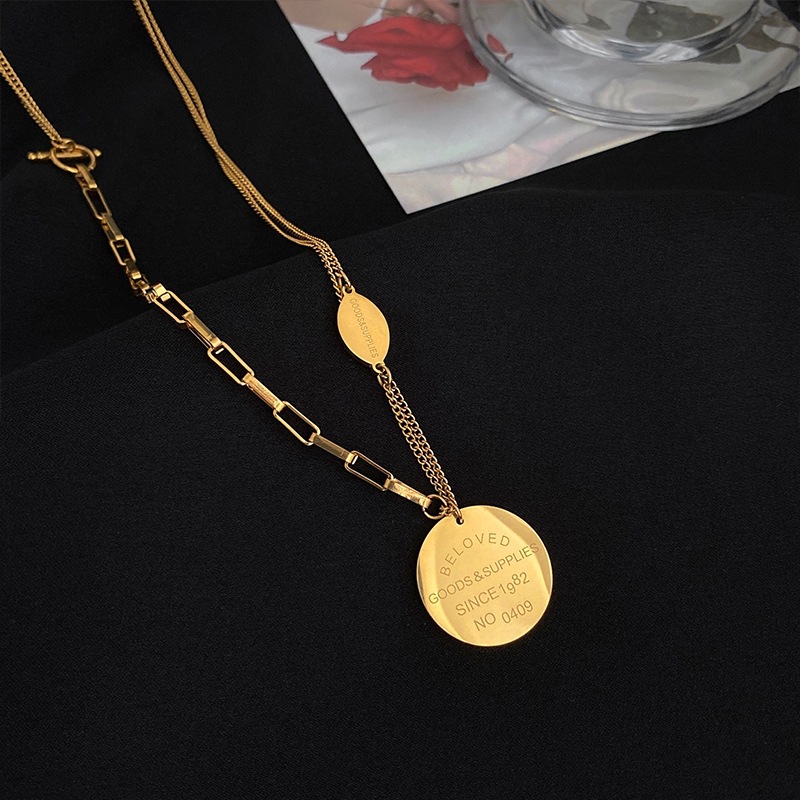 Engraved Double Layer Gold Titanium Steel Necklace – &quotBELOVED