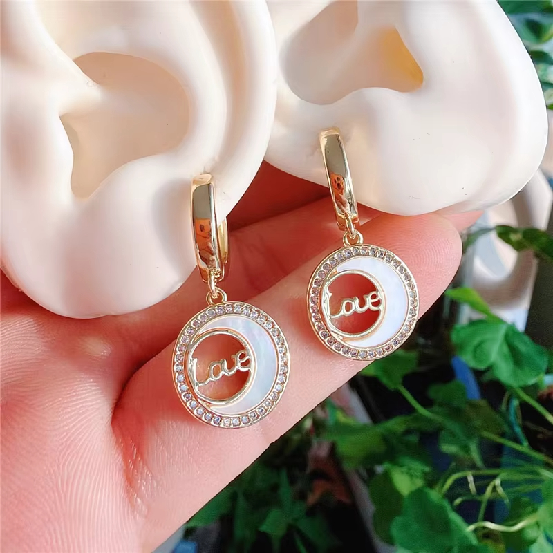 Love Pendant Earrings Fashion Shell Heart Charms Earrings Wholesale Plating Heart Charm Jewelry