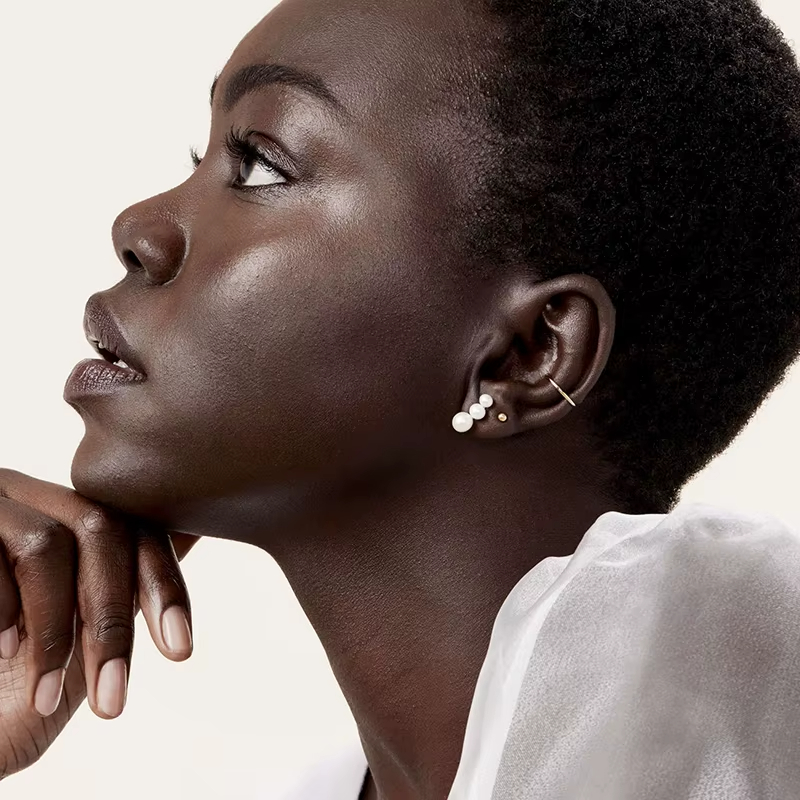 Luxury 925 Sterling Silver 18K Gold Mini Lucky Pearl Earrings Elegant Jewelry