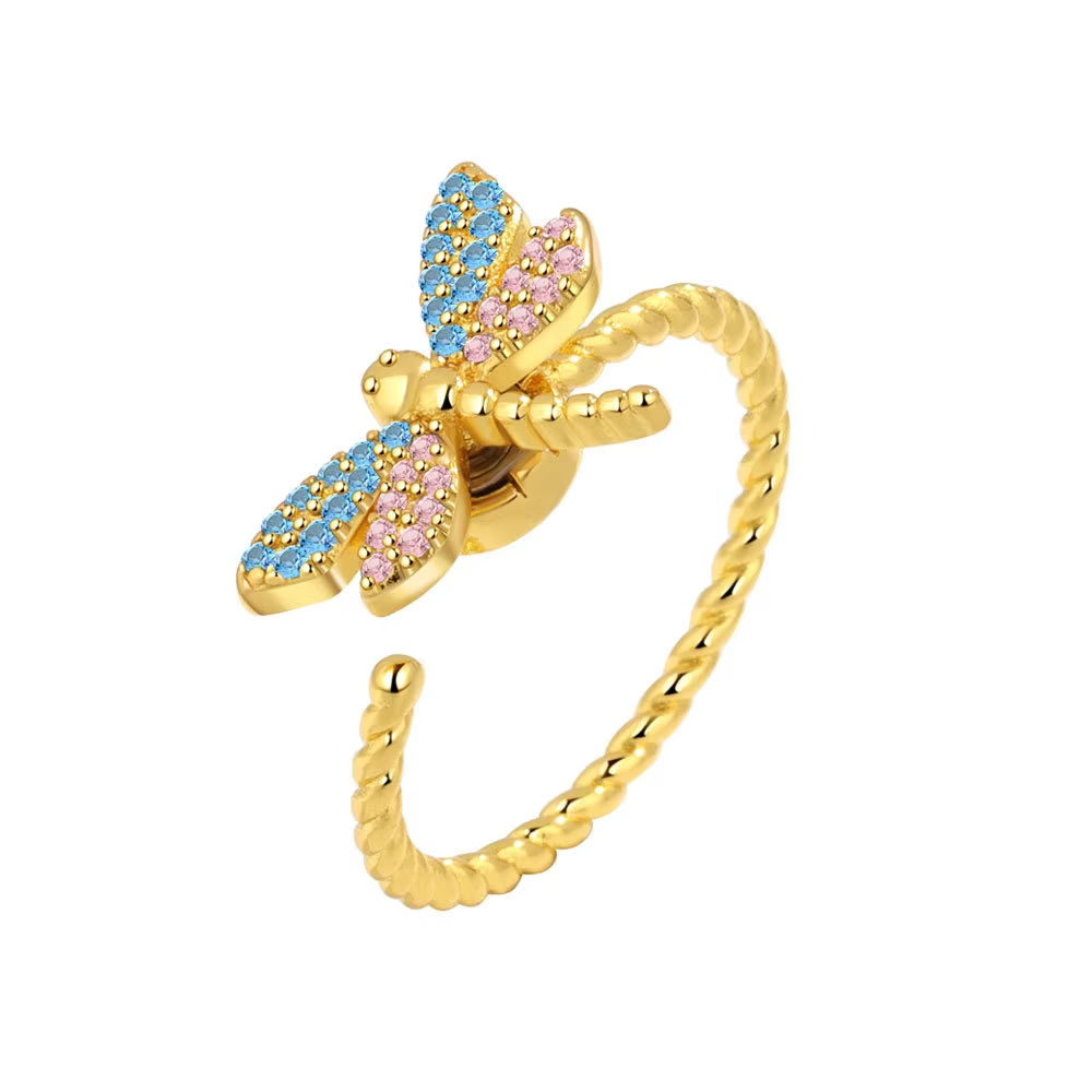 Luxury Butterfly Spinner Ring – Crystal Zircon Fidget Anxiety Relief Wedding Jewelry for Women
