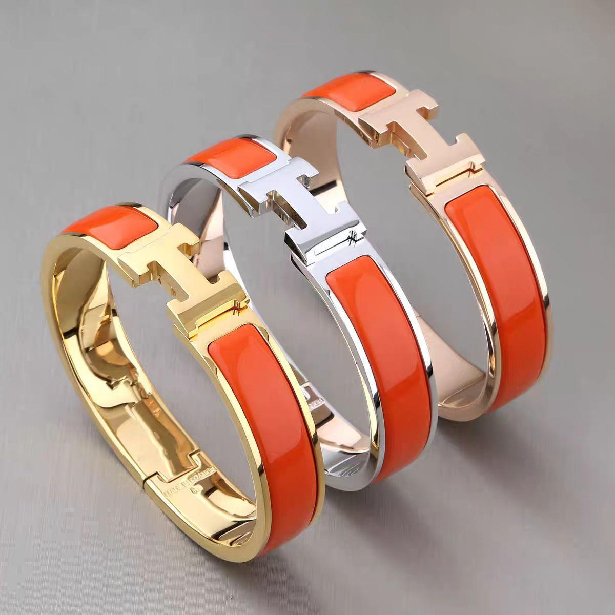 Luxury Enamel Designer Bracelet with H Clasp – Gold, Silver, and Rose Gold