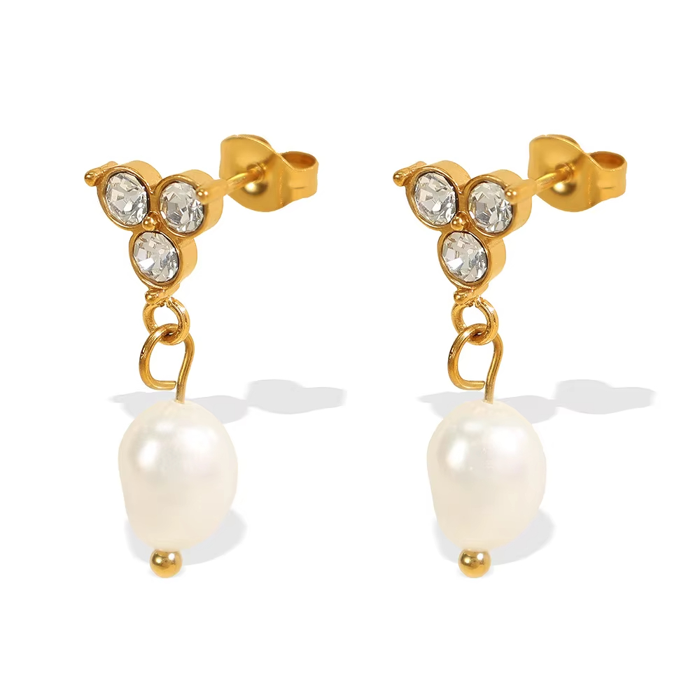 Luxury Retro Freshwater Golden Silver Pearl Rhinestone Earrings Gifts for Girls Ladies Daily Vacation Christmas Wear
