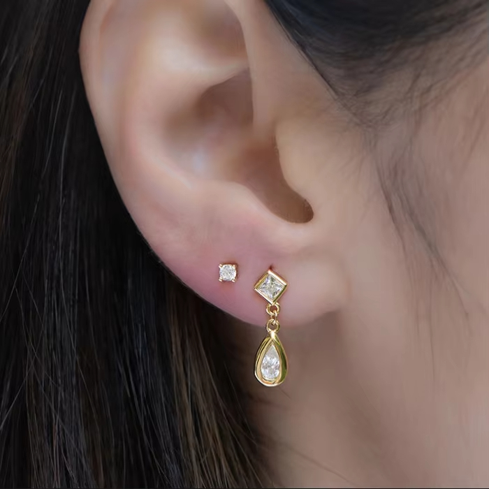 Maimang Custom Fine 18K Gold Plated Zircon Crystal Dangle Earring Women Jewelry 925 Sterling Silver Teardrop Shape Drop Earrings