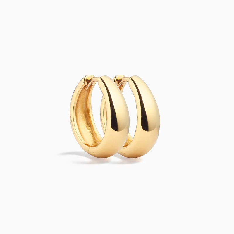 Manufacture 14K&18K Gold Vermeil Huggies 925 Sterling Silver Plated Bold Hoop Earrings