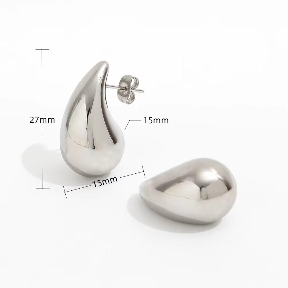 Medium Trend Hot Lightweight 18K PVD Gold Plated Waterproof Ball Hollow Teardrop Stainless Steel Hoop Earring Fashion Jewelry