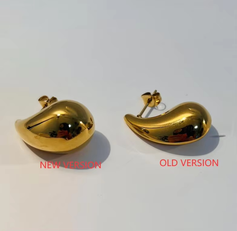 Medium Trend Hot Lightweight 18K PVD Gold Plated Waterproof Ball Hollow Teardrop Stainless Steel Hoop Earring Fashion Jewelry